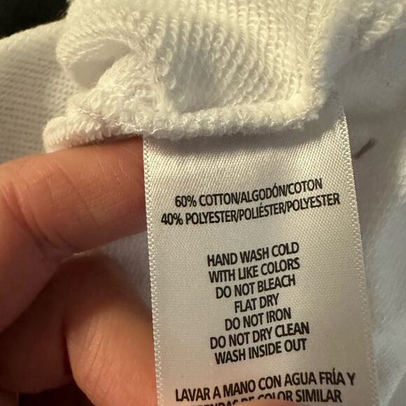 Calvin Klein Hoodie Rhinestone Logo Cropped Graphic Raw Hem Black White Size S - Picture 6 of 7